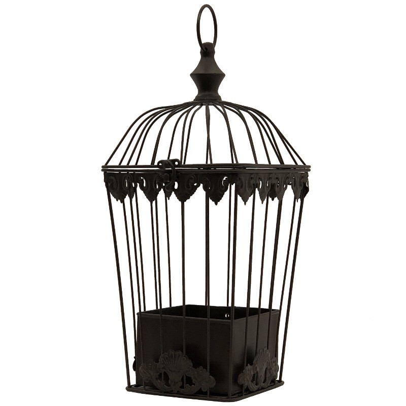 cage-de-decoration-en-fer-porte-plante-suspension-marron